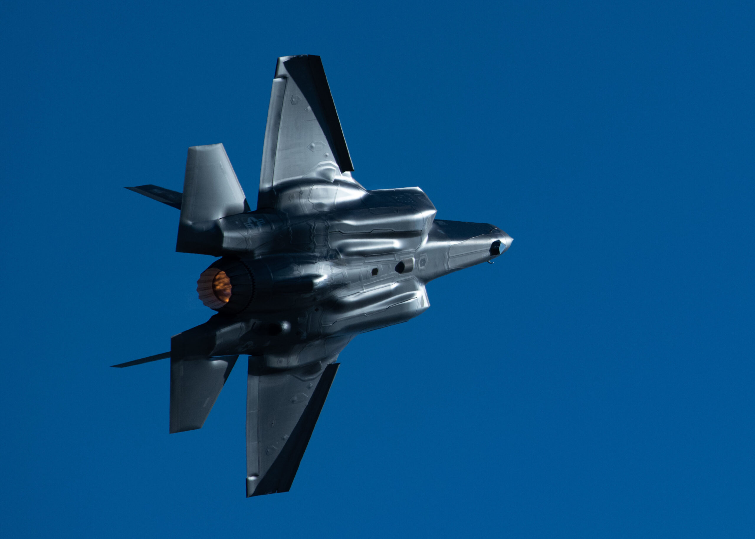 Capt. Kristin "BEO" Wolfe, F-35A Lightning II Demonstration Team pilot and commander flies during a demonstration practice Feb. 20, 2020, at Hill Air Force Base, Utah. The team is scheduled to perform at approximately 20 air shows throughout their inaugural year. (U.S. Air Force photo by Staff Sgt. Anastasia Tompkins)